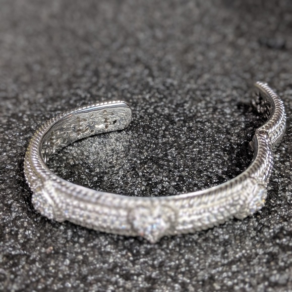 Judith Ripka Silver Cuff Heart Pave Bracelet - Picture 2 of 7